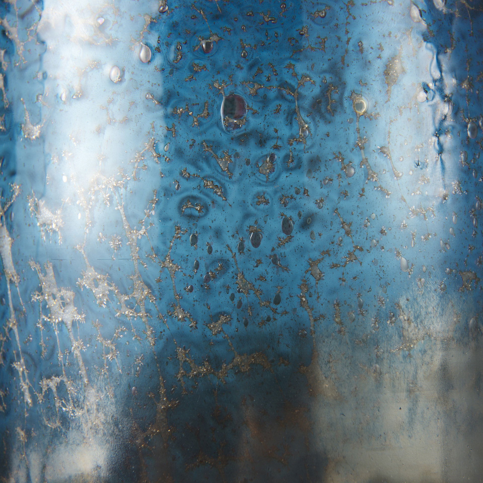 Caspian I Tall Blue Glass Antiqued Brass Bottom Vase large image 