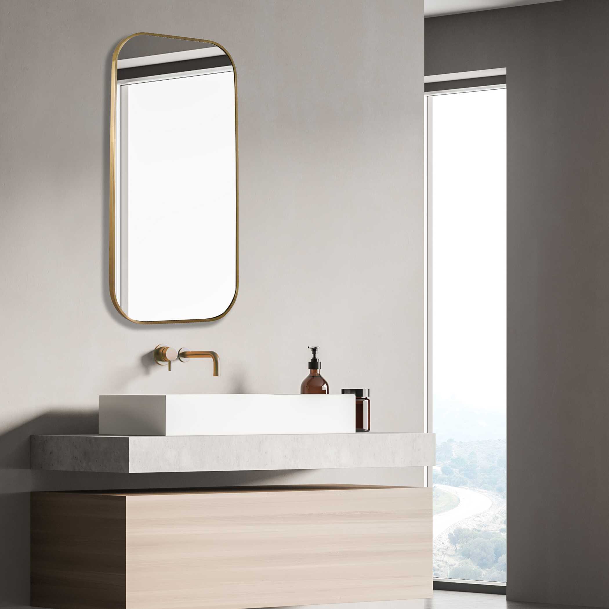 Taft Plated Brass Mirror, by Uttermost, 21" width x 41" height x 0.75" depth View 4