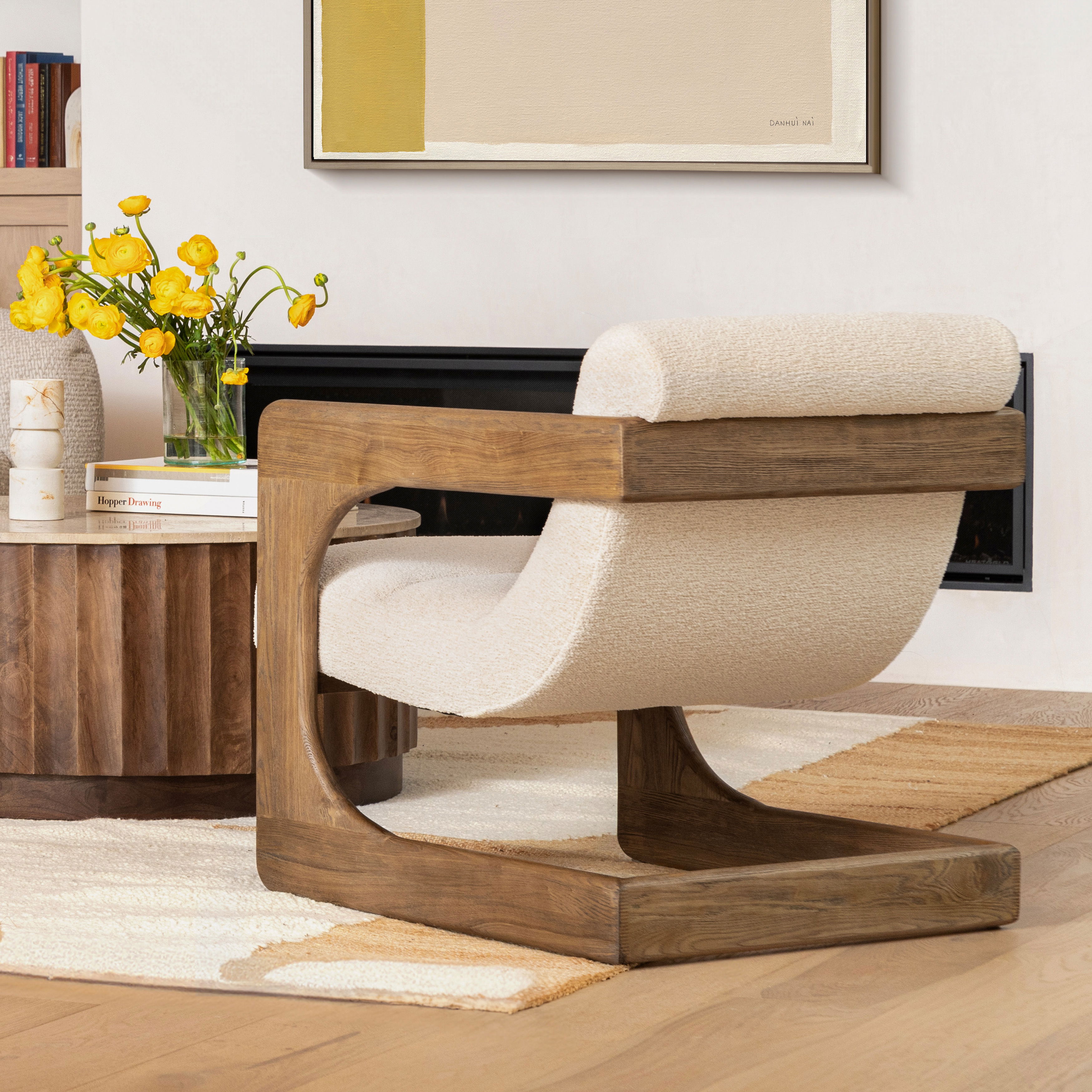 Bridges Occasional Chair Cream, Accent Chair by Dovetail, 24.25" width x 28.95" height x 31.8" depth View 8