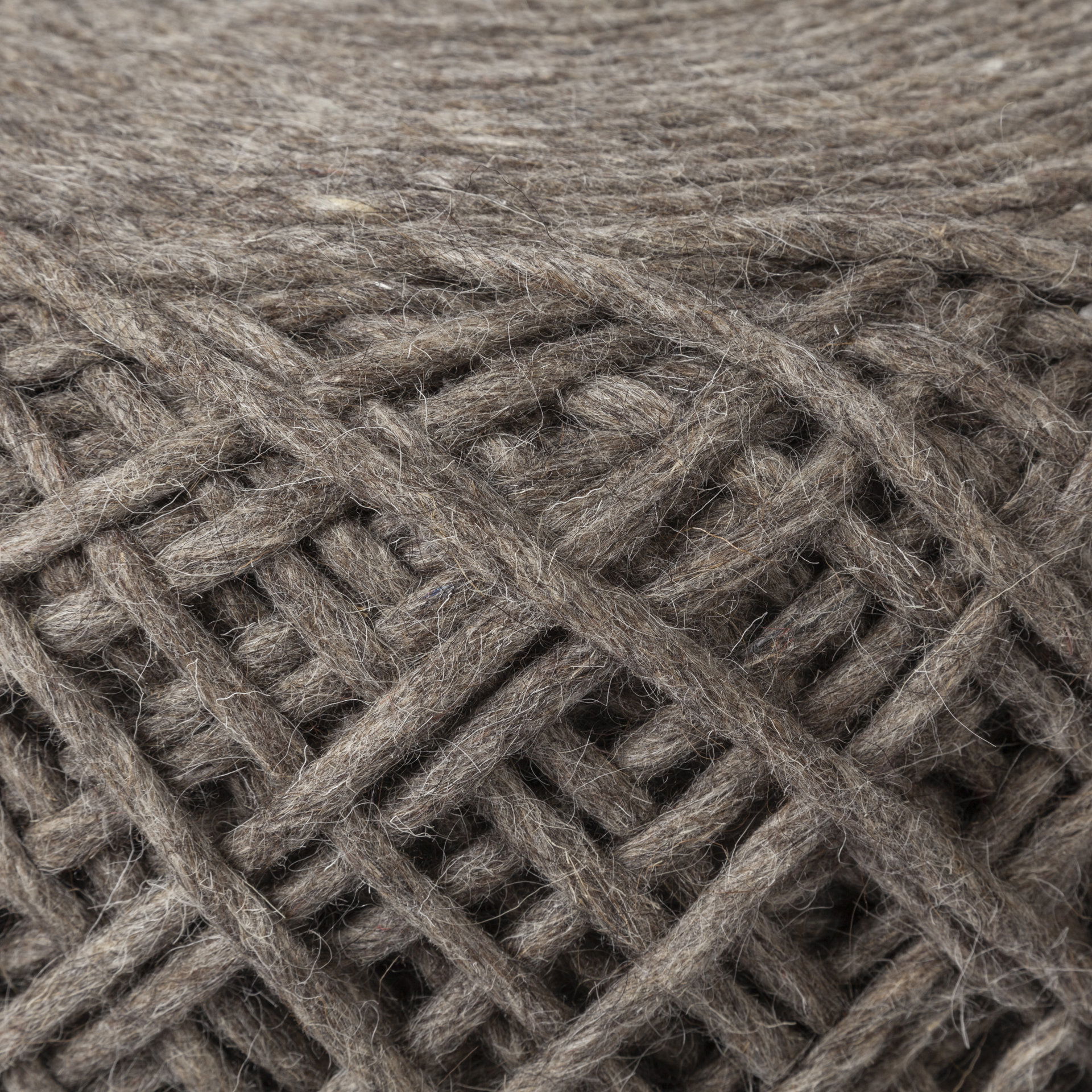 Allium Dark Brown Handwoven Wool Cylindrical Pouf, Ottoman by Mercana, 15.75" length x 15.75" width x 17.75" height View 4