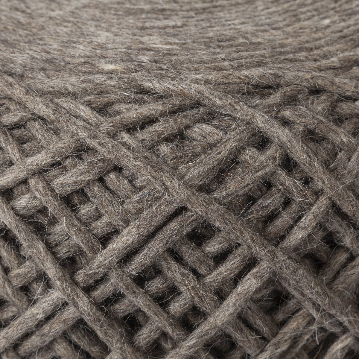 Allium Dark Brown Handwoven Wool Cylindrical Pouf, Ottoman by Mercana, 15.75" length x 15.75" width x 17.75" height View 4