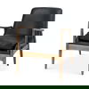 Westan Black Genuine Leather with Medium Brown Wood Accent Chair thumbnail 0