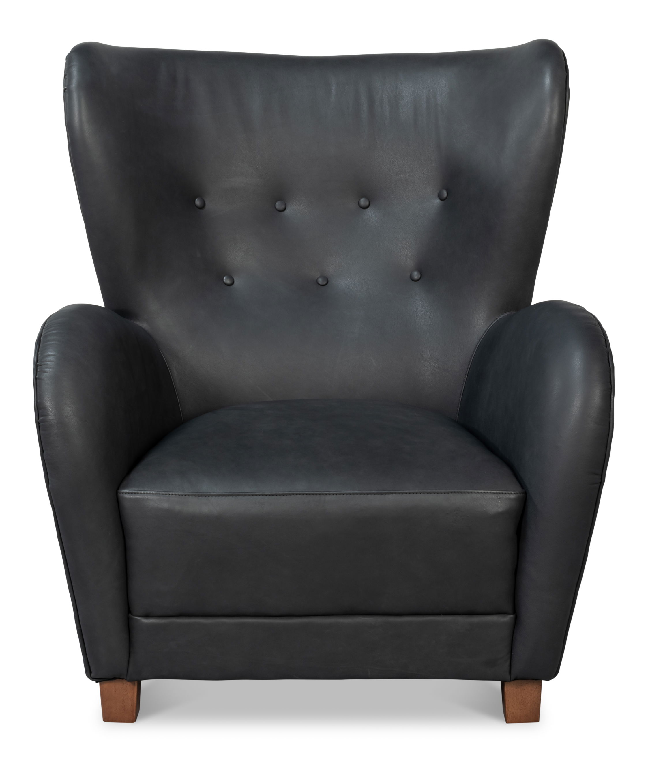 Lombard Wing Chair,Santoni Black Leather large image 