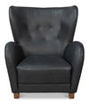 Lombard Wing Chair,Santoni Black Leather thumbnail 14