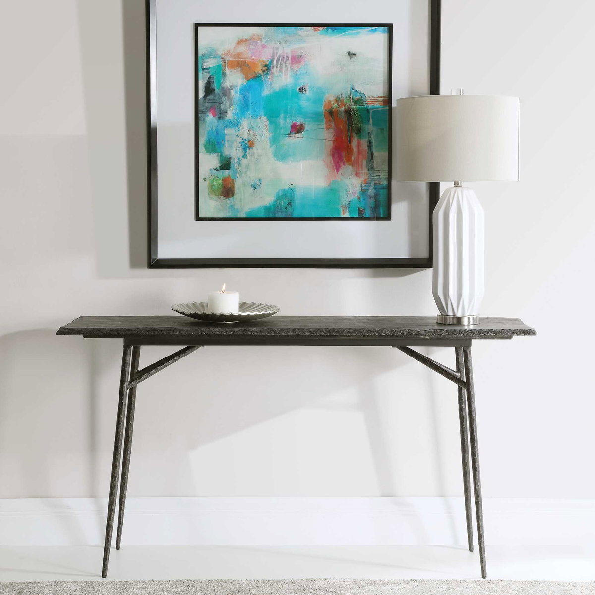Kaduna Slate Console Table, by Uttermost, 60" width x 30.3" height x 15.7" depth View 2