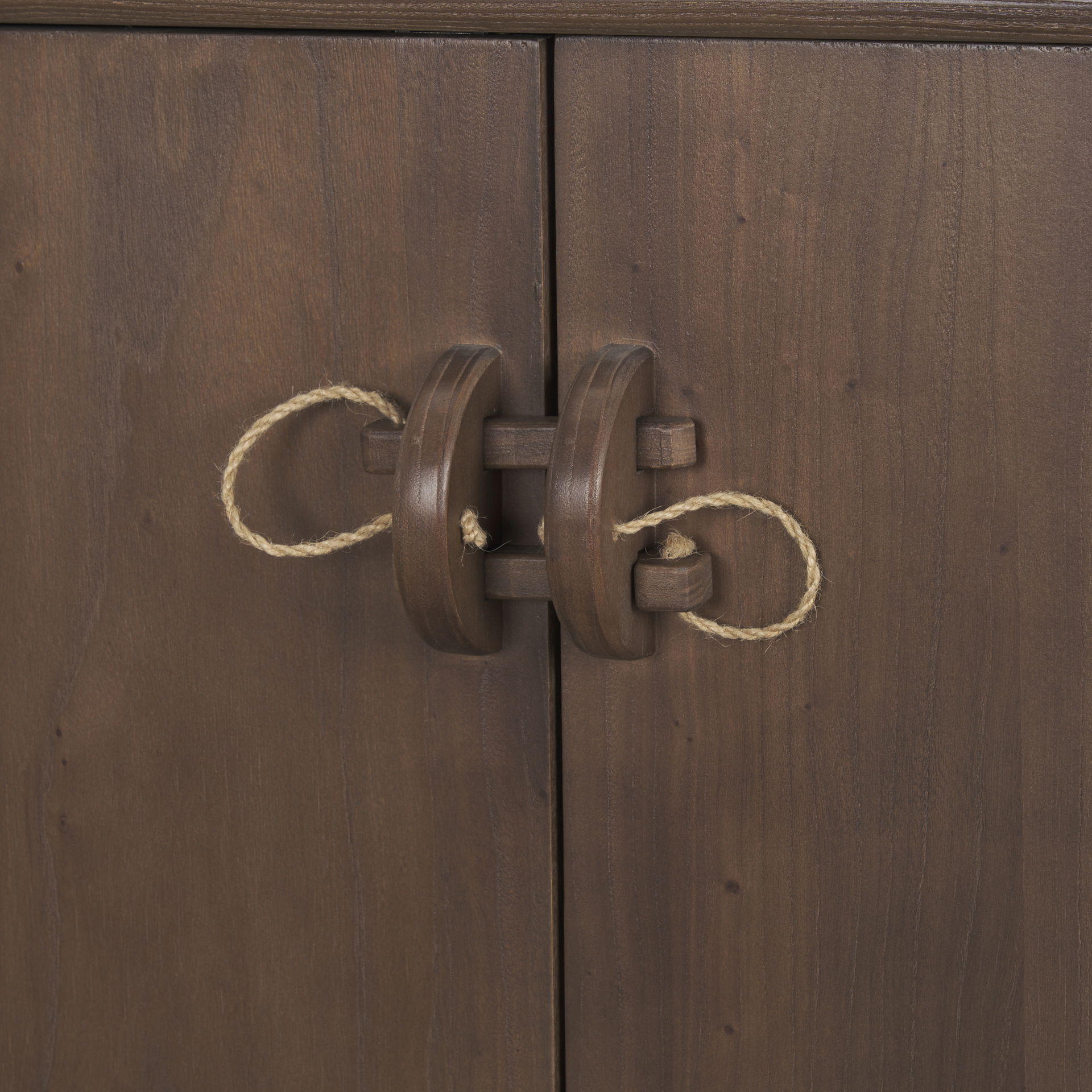 Varenna 4 Door Dark Brown Wood with Rope Handles Sideboard large image 