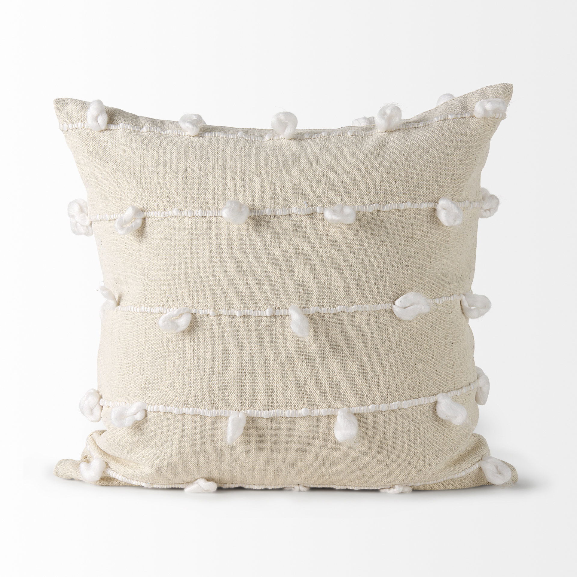 Erica 20 x 20 Cream With White Detail Decorative Pillow Cover, by Mercana, 20" length x 20" width x 0.2" height View 4