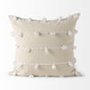 Erica 20 x 20 Cream With White Detail Decorative Pillow Cover, by Mercana, 20" length x 20" width x 0.2" height thumbnail 4