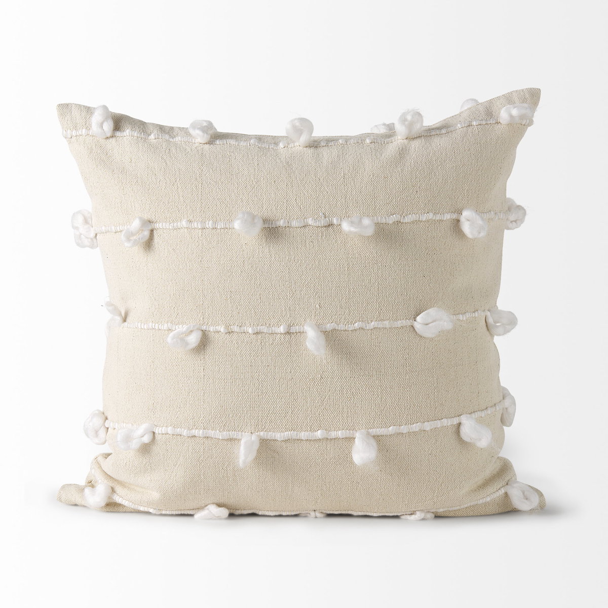 Erica 20x20 Cream With White Detail Pillow Cover, Decorative Pillow by Mercana, 20" length x 20" width x 0.2" height View 4