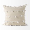 Erica 20x20 Cream With White Detail Pillow Cover, Decorative Pillow by Mercana, 20" length x 20" width x 0.2" height thumbnail 4