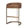 Hollyfield Low Back 28.75in Seat Bar Stool | Cognac Brown Leather, Counter & Bar Stool by Mercana, 20.5" length x 19.7" width x 32.7" height thumbnail 1