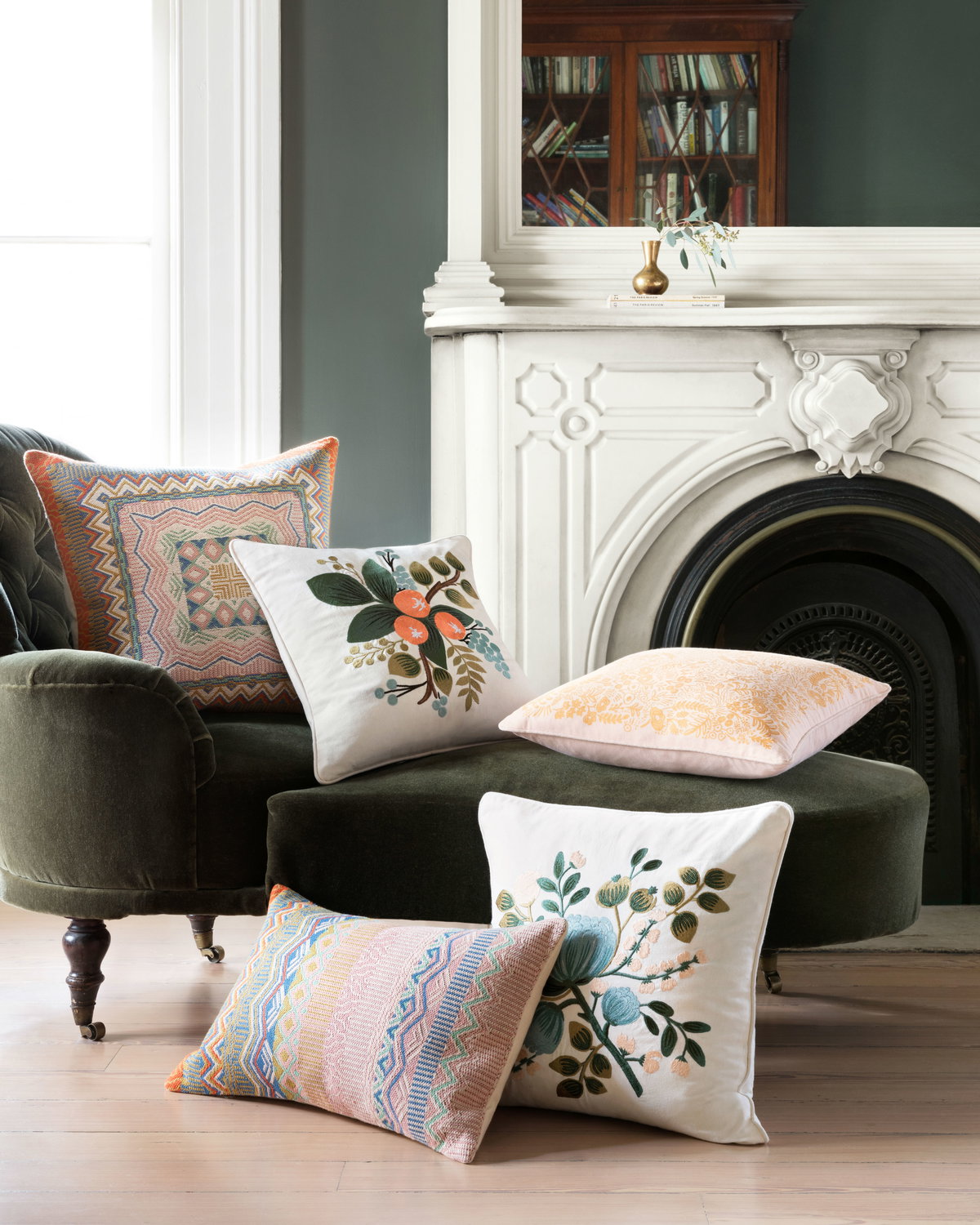 Rifle Paper Co. x Loloi Pillows Pillow, Decorative Pillow, 13" length x 21" width View 2