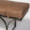 Jessie 55L x 16W Brown Leather Seat with Black Metal Base Accent Bench thumbnail 5