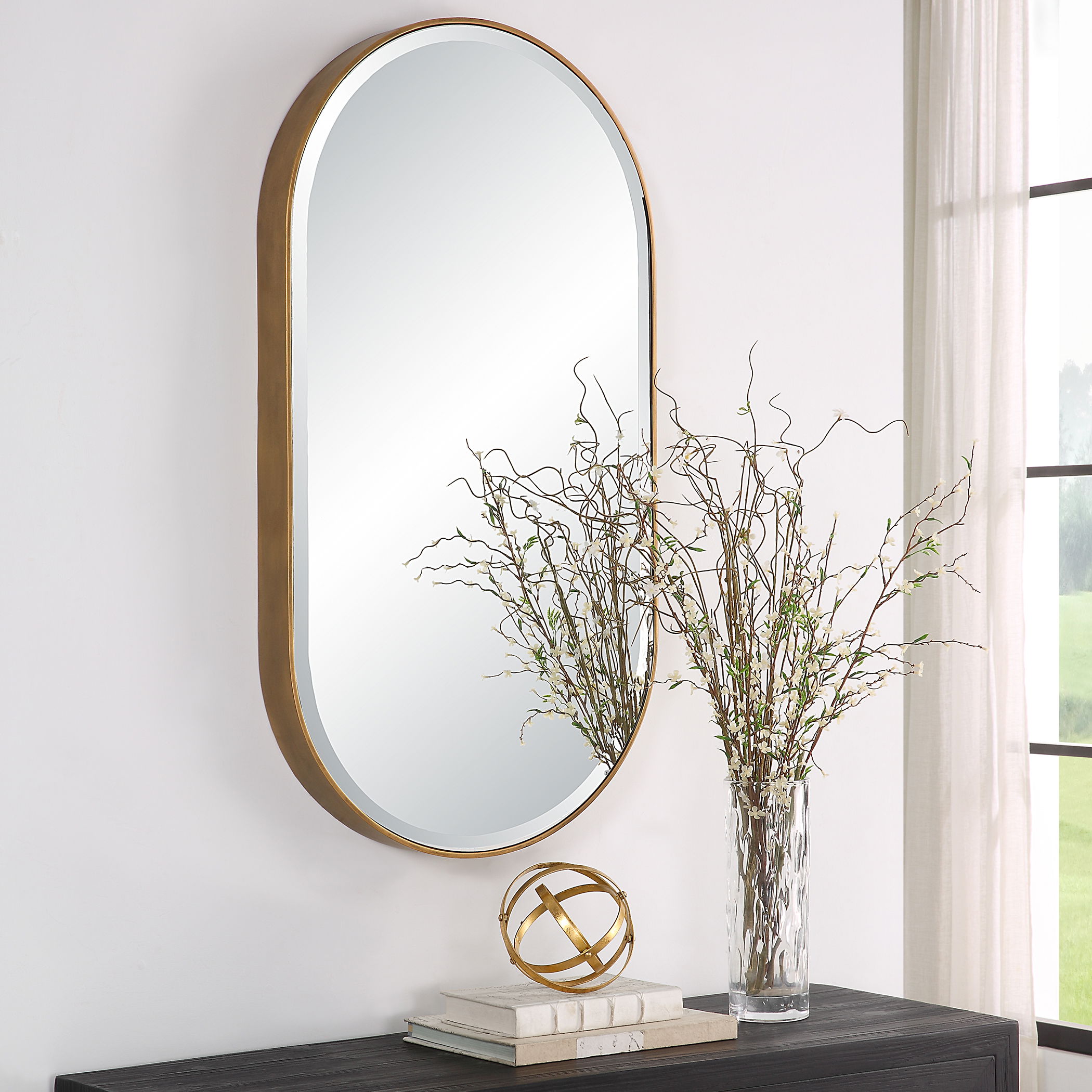 Lago Oval Gold Mirror large image 
