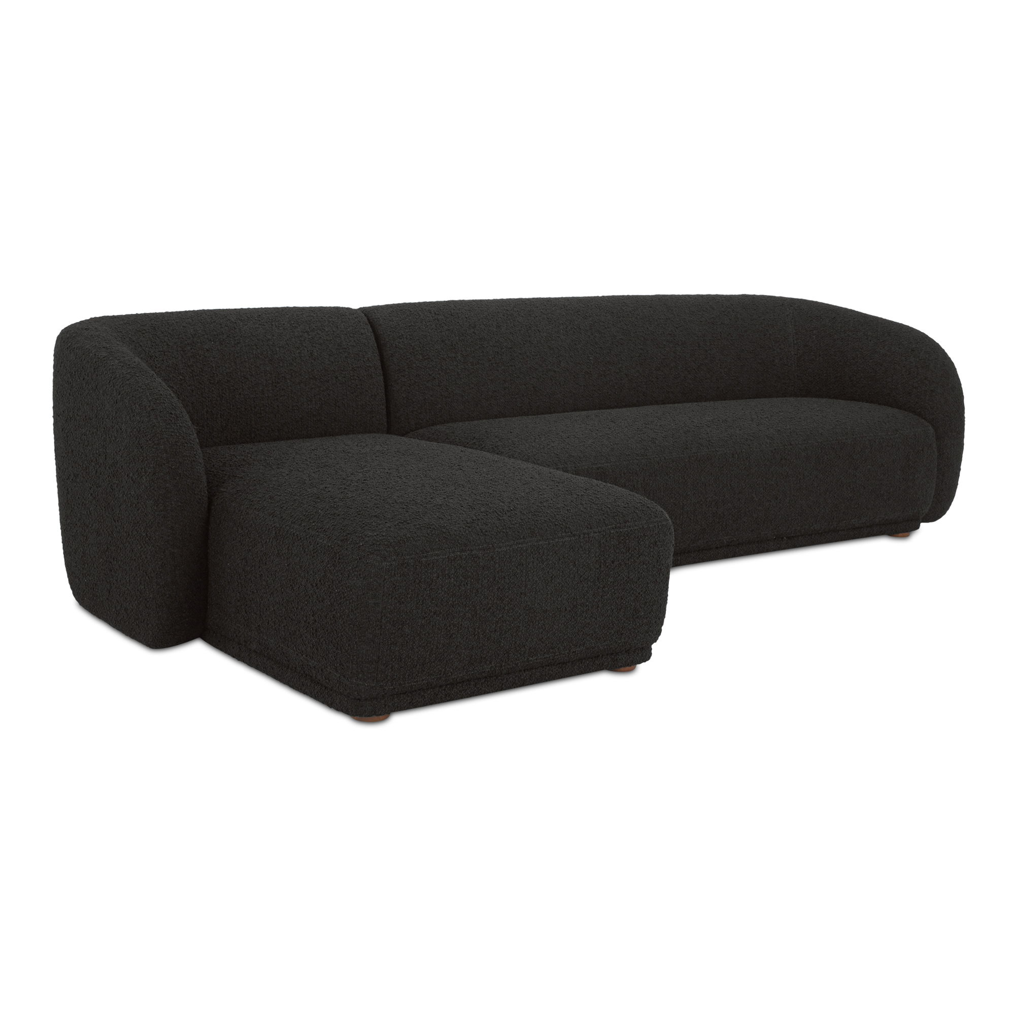Faye Left Sectional Black Boucle, Sectional Sofa by Moe's Home, 112" width x 29.8" height x 59.65" depth View 2