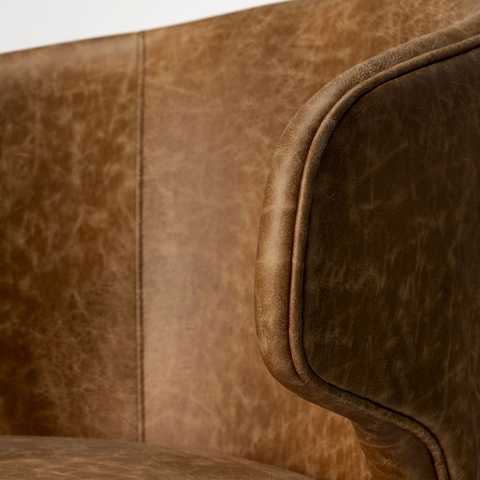 Niles  Brown Faux Leather Seat with Brown Wooden Legs Wingback Dining Chair, by Mercana, 22.5" length x 24" width x 32" height View 7