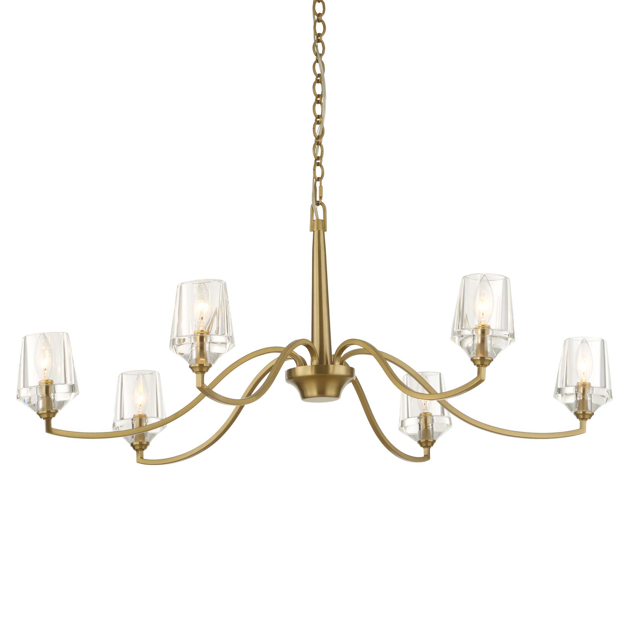 Barcelona 6 Light Brass Chandelier, Ceiling Light by Uttermost, 15.5" height x 40.25" diameter View 1