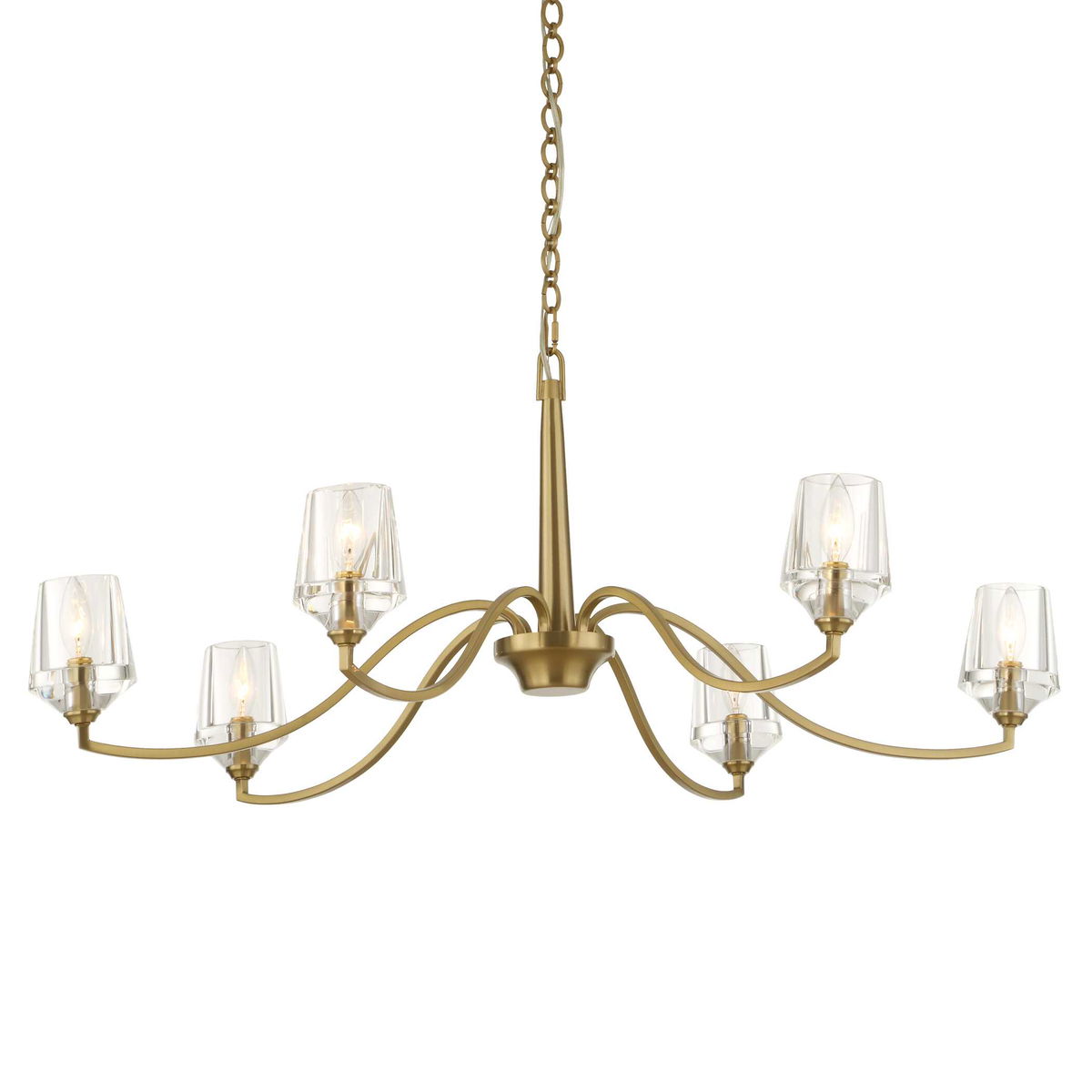 Barcelona 6 Light Brass Chandelier, Pendant by Uttermost, 15.5" height x 40.25" diameter View 1