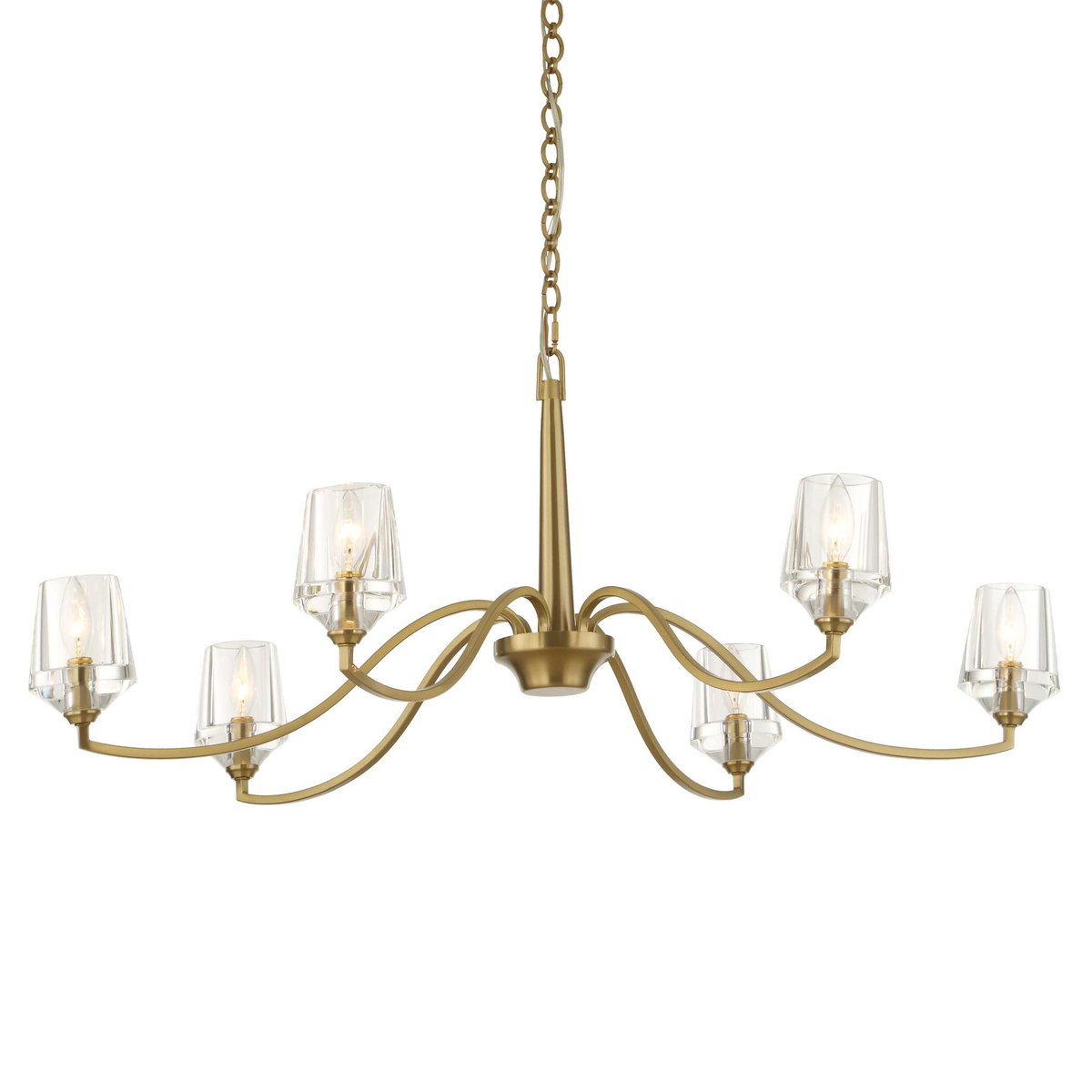 Barcelona 6 Light Brass Chandelier, Pendant by Uttermost, 15.5" height x 40.25" diameter View 1