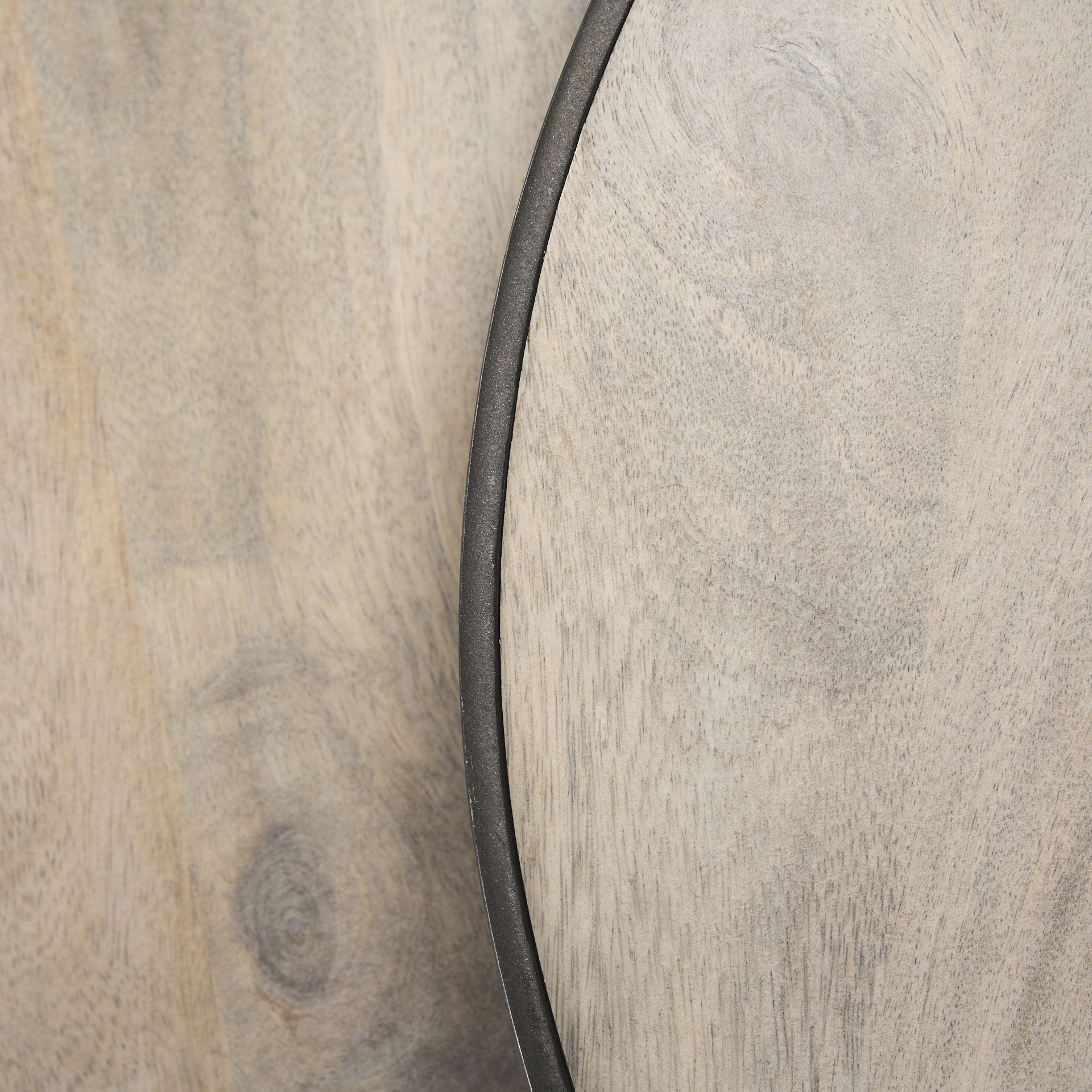 Clapp Round Light Brown with White Wash Wood and Silver Metal Nesting Accent Tables (Set of 2), Side & End Table by Mercana, 19" length x 19" width x 26" height View 11