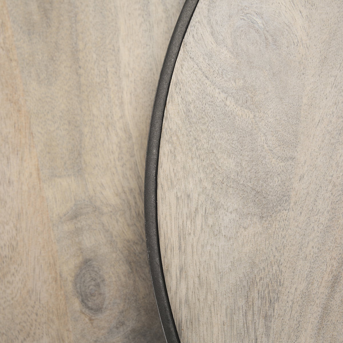 Clapp Round Light Brown with White Wash Wood and Silver Metal Nesting Accent Tables (Set of 2), Side & End Table by Mercana, 19" length x 19" width x 26" height View 11