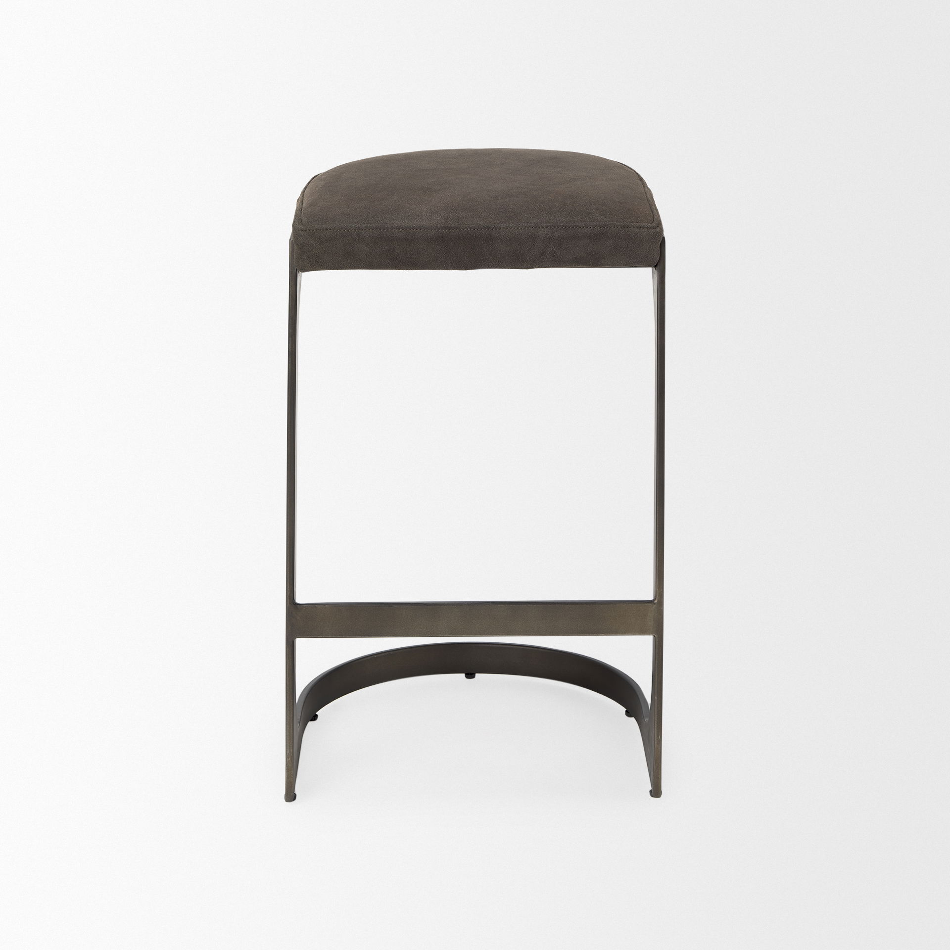 Tyson 17L x 18W x 28H Brown/Gray Suede with Metal Frame Counter Stool large image 