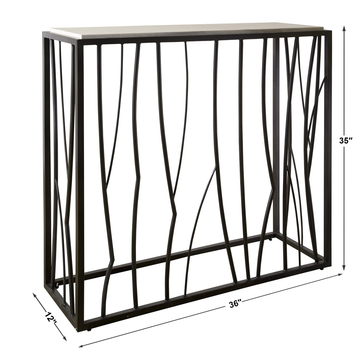 Reed Travertine Console Table, Furniture by Uttermost, 36" width x 35" height x 12" depth View 3