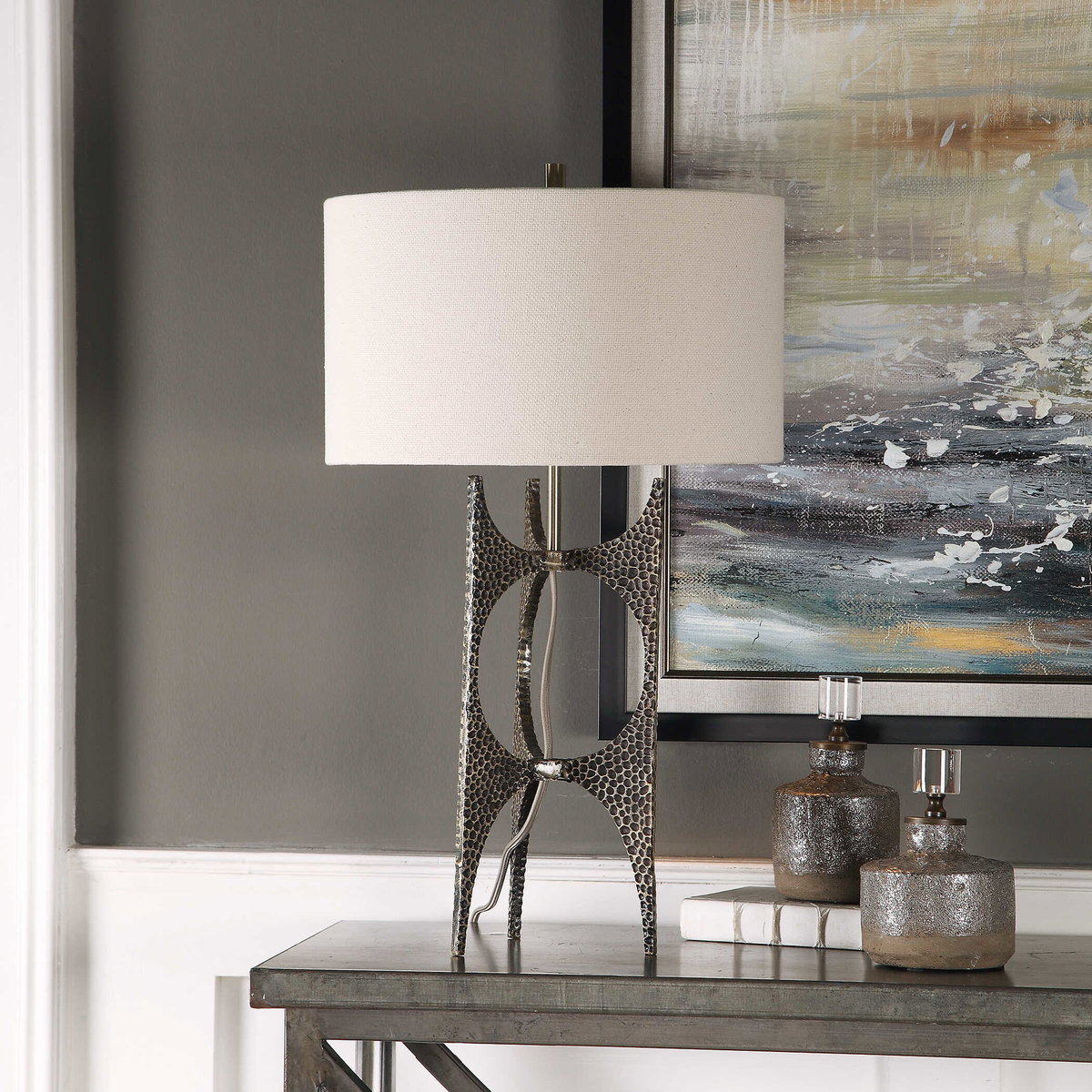 Goldia Antique Bronze Lamp, by Uttermost, 1'4" width x 2'2.75" height x 1'4" depth View 5