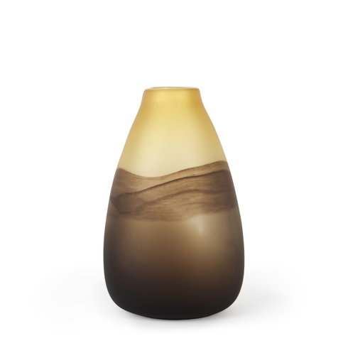 Pyla Large Yellowith Brown Glass Sand Dune Inspired Vase