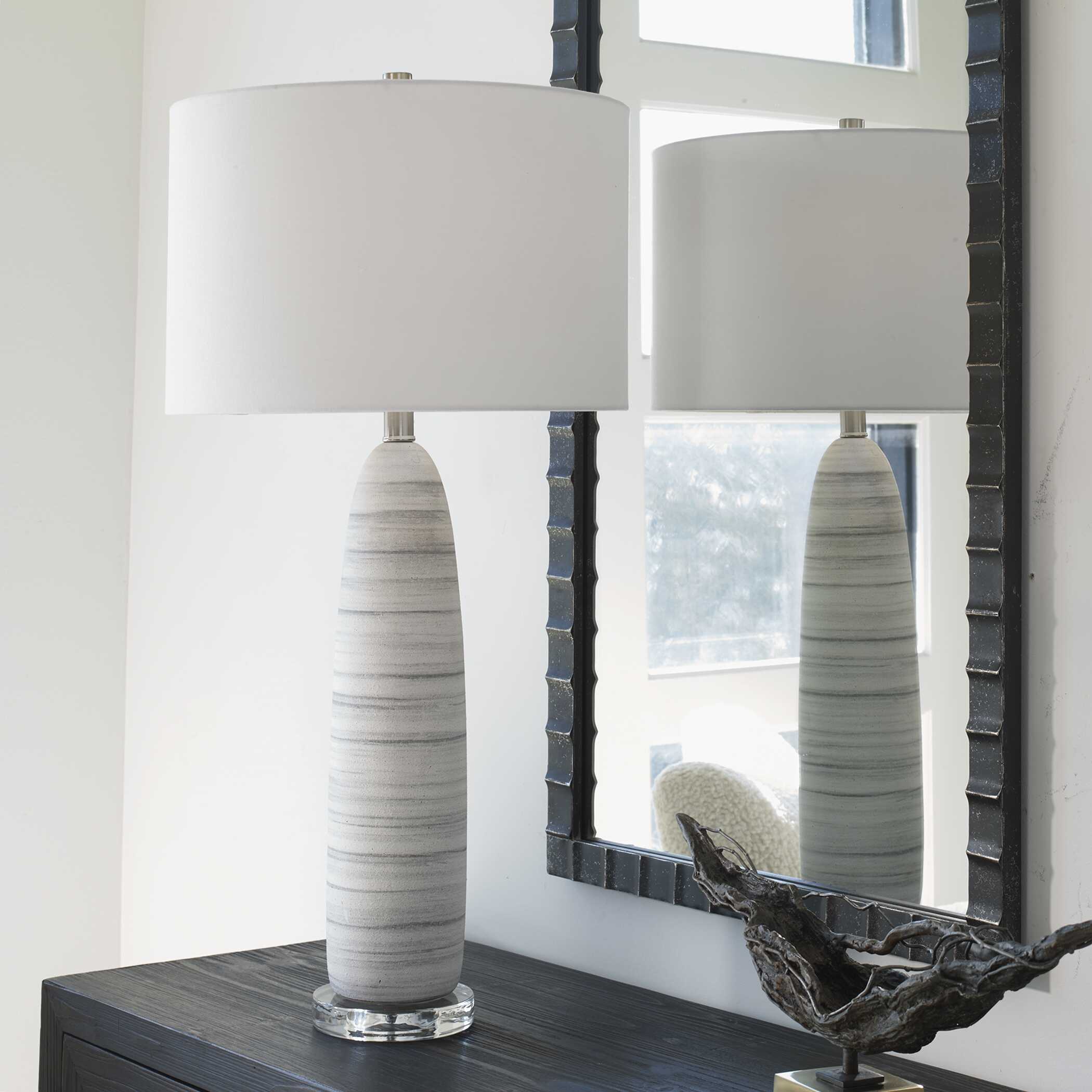 Levadia Matte White Table Lamp, by Uttermost, 15" width x 31.5" height x 15" depth View 4