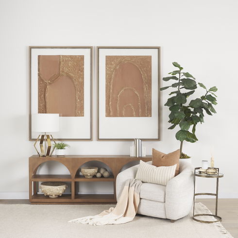 Bela Large Arched Console Table Medium Brown Wood