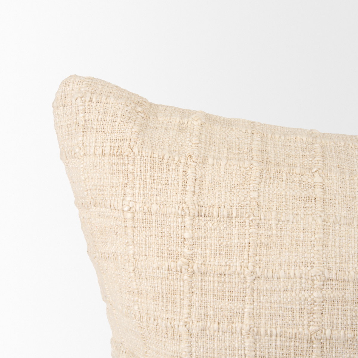 Jacory 14x26 Cream Checker Textured Decorative Lumbar Pillow Cover, Decorative Pillow by Mercana, 26" length x 0.5" width x 14" height View 8