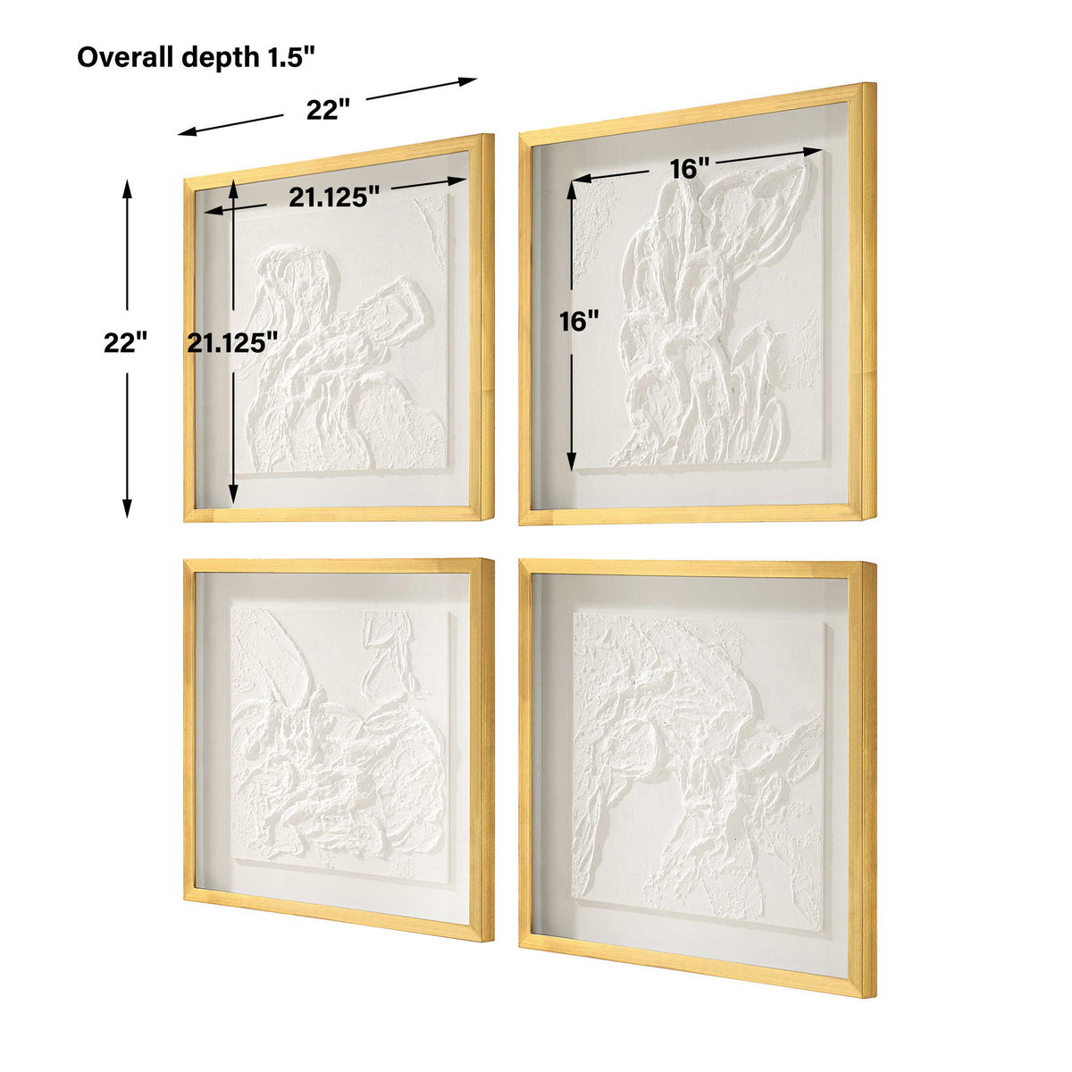 Fourfold Framed Prints Set/4, Art by Uttermost, 22" width x 22" height x 1.5" depth View 3