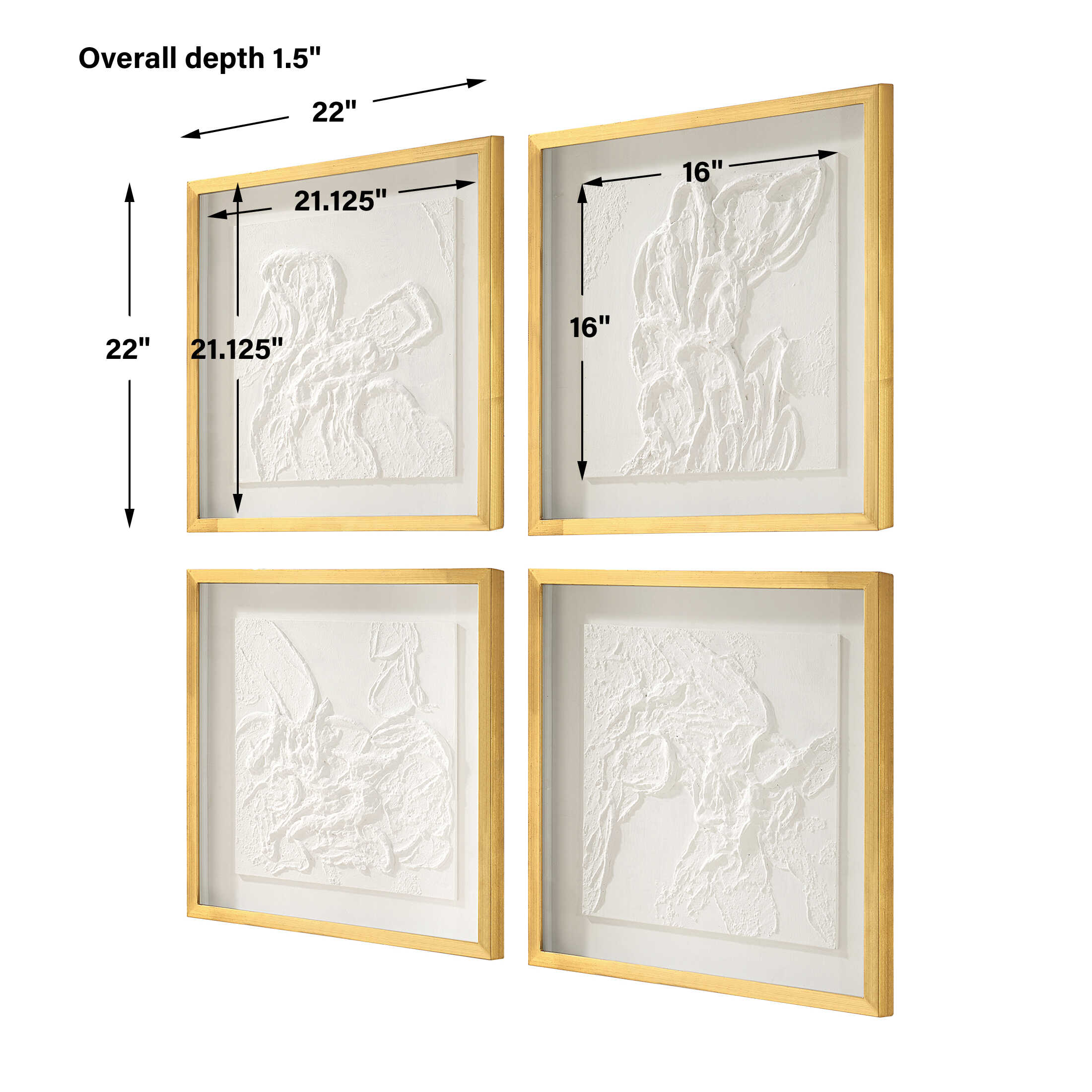 Fourfold Framed Prints Set/4, Painting by Uttermost, 22" width x 22" height x 1.5" depth View 3