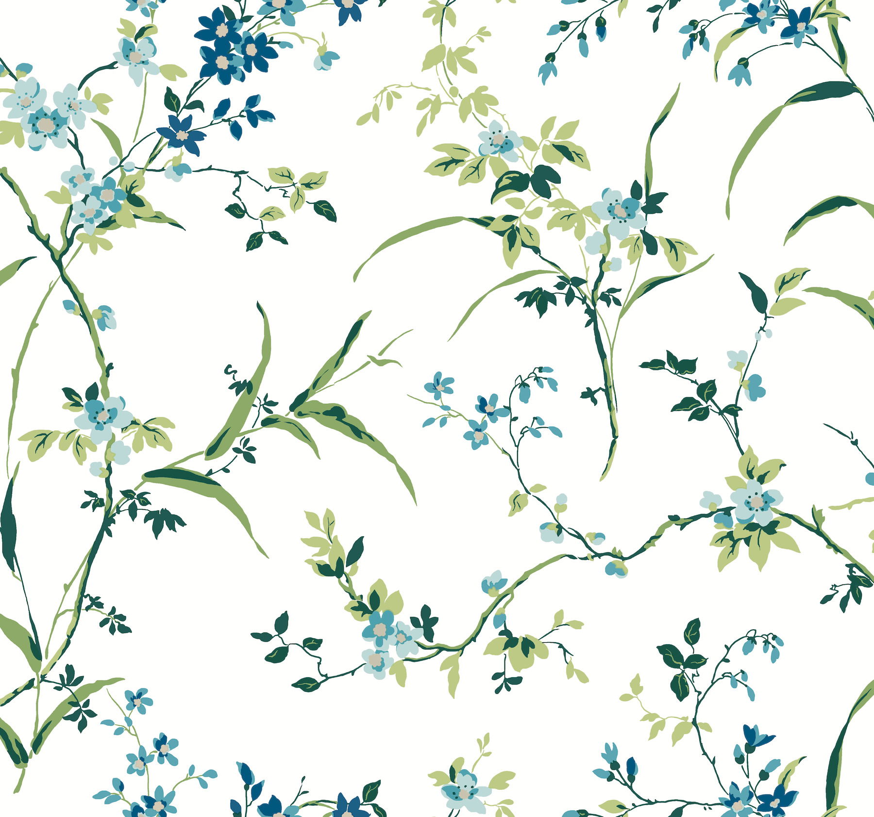 Blossom Branches White & Blue Wallpaper large image 