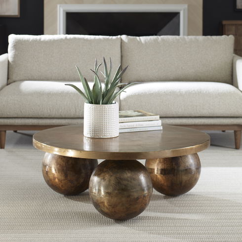 Triplet Antique Brass Coffee Table