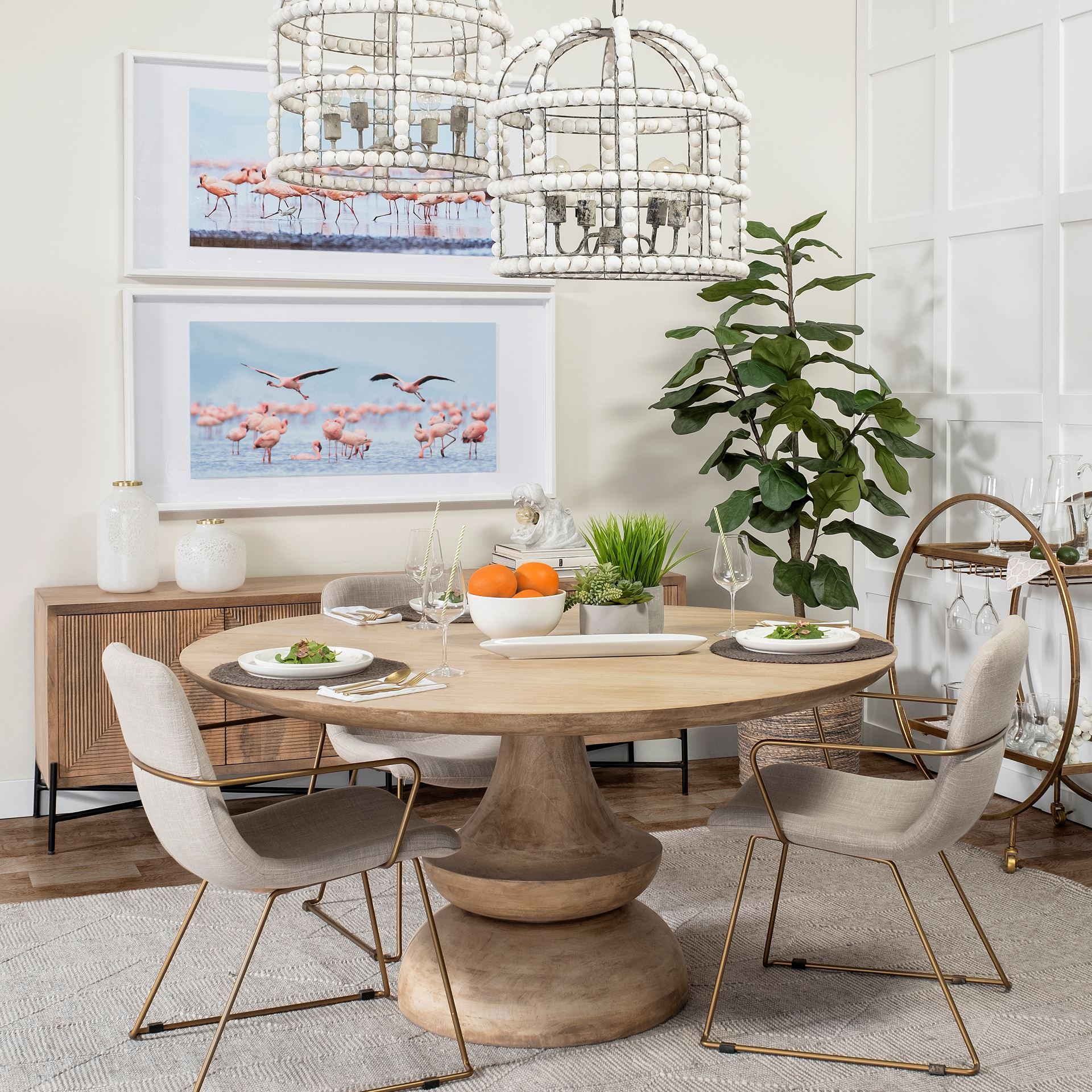 Crossman 60' Round Blonde Solid Wood & Base Dining Table large image 