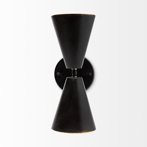 Eris II 7.3x12.6 Black Metal with Gold Accent Double-Cone Wall Sconce