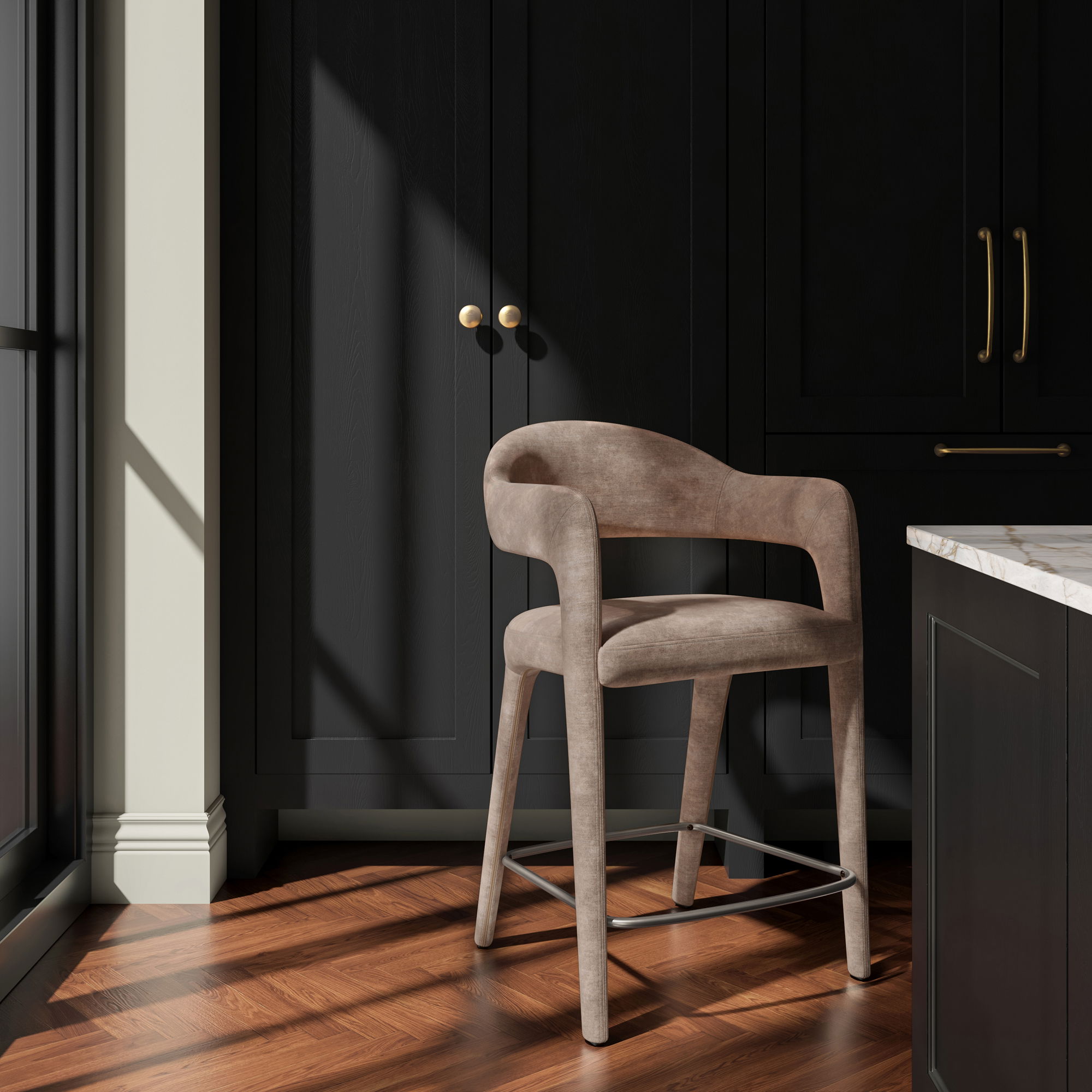 Martens Counter Stool Camel, Counter & Bar Stool by Moe's Home, 23.6" width x 39" height x 23.3" depth View 6