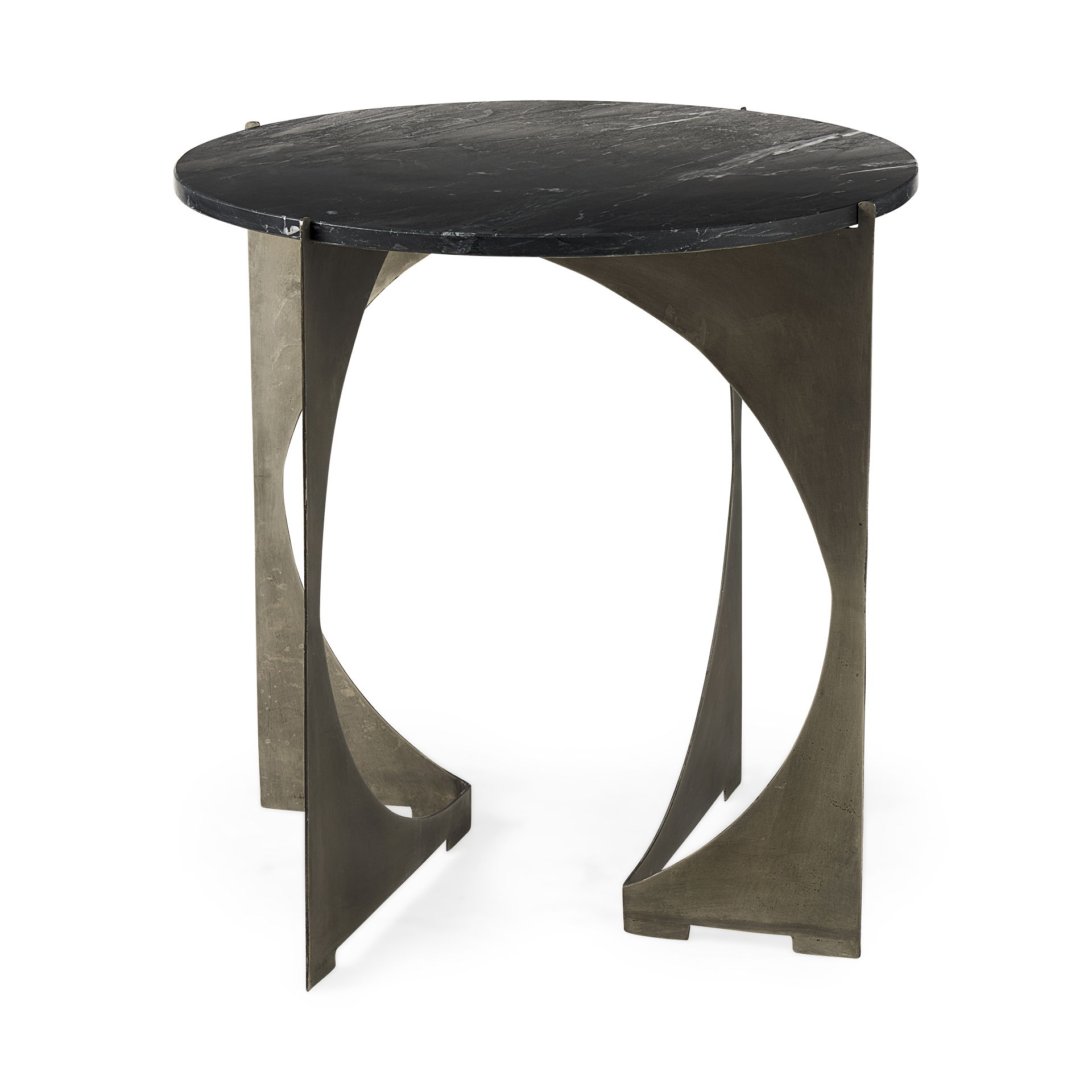 Reinhold II 21L x 21W x 21H Black Marble Top Iron Side Table, Side & End Table by Mercana, 21" length x 21" width x 21" height View 1