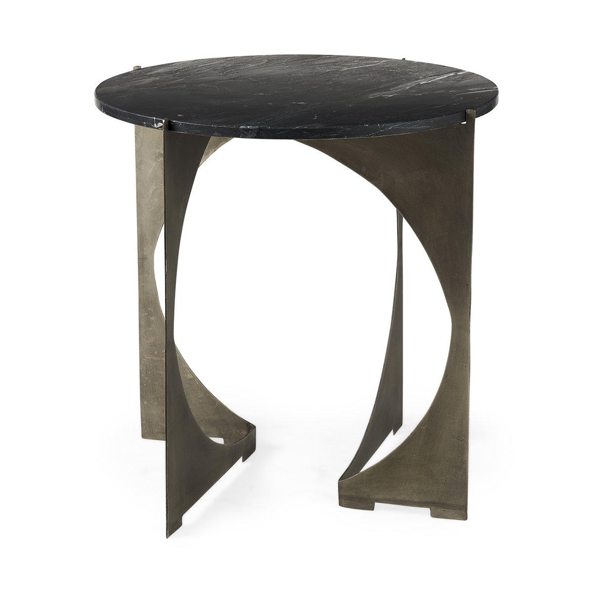 Reinhold II 21L x 21W x 21H Black Marble Top Iron Side Table, Side & End Table by Mercana, 21" length x 21" width x 21" height View 1