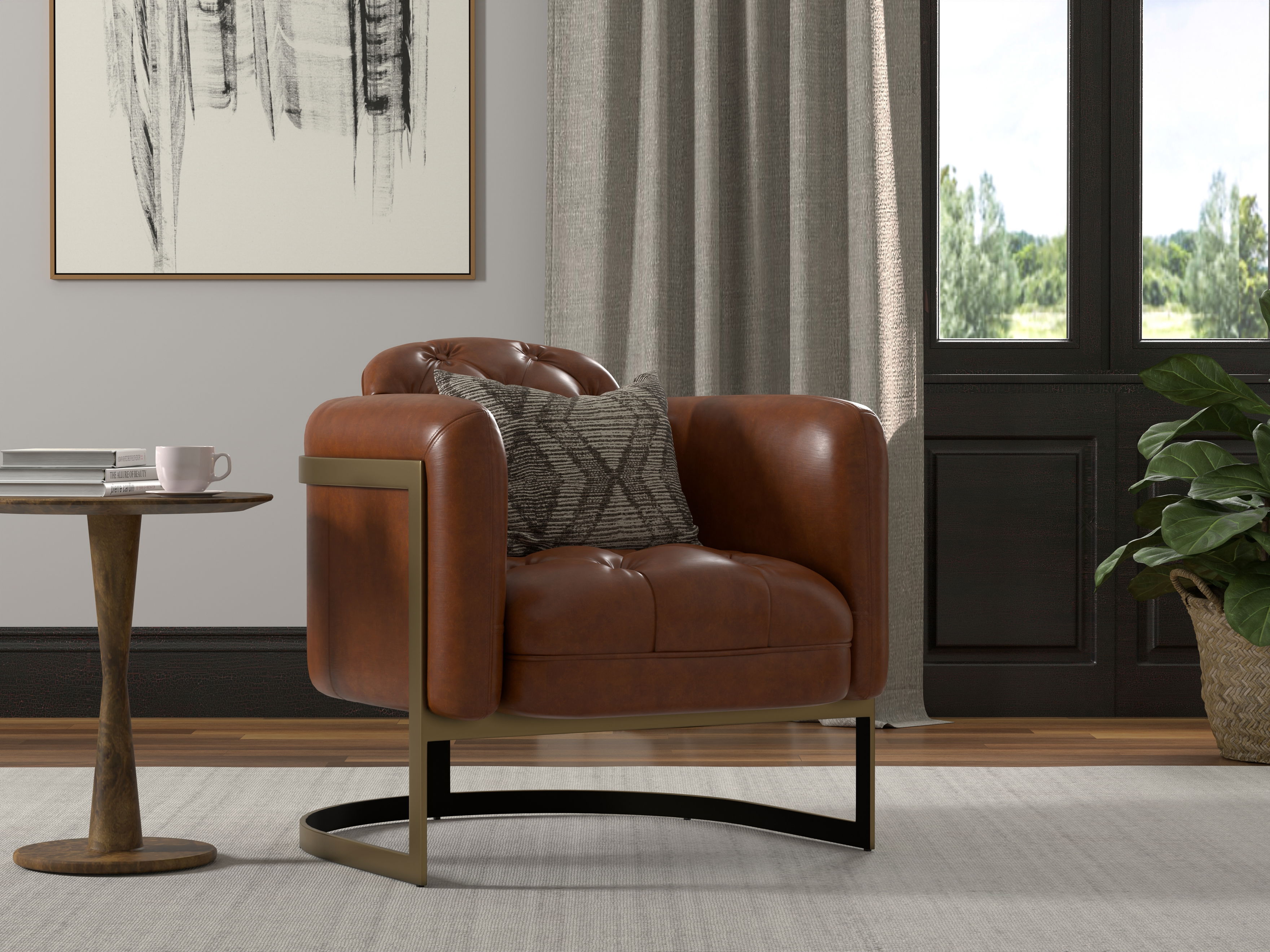 Finn Leather Club Chair, Havana Brown large image 