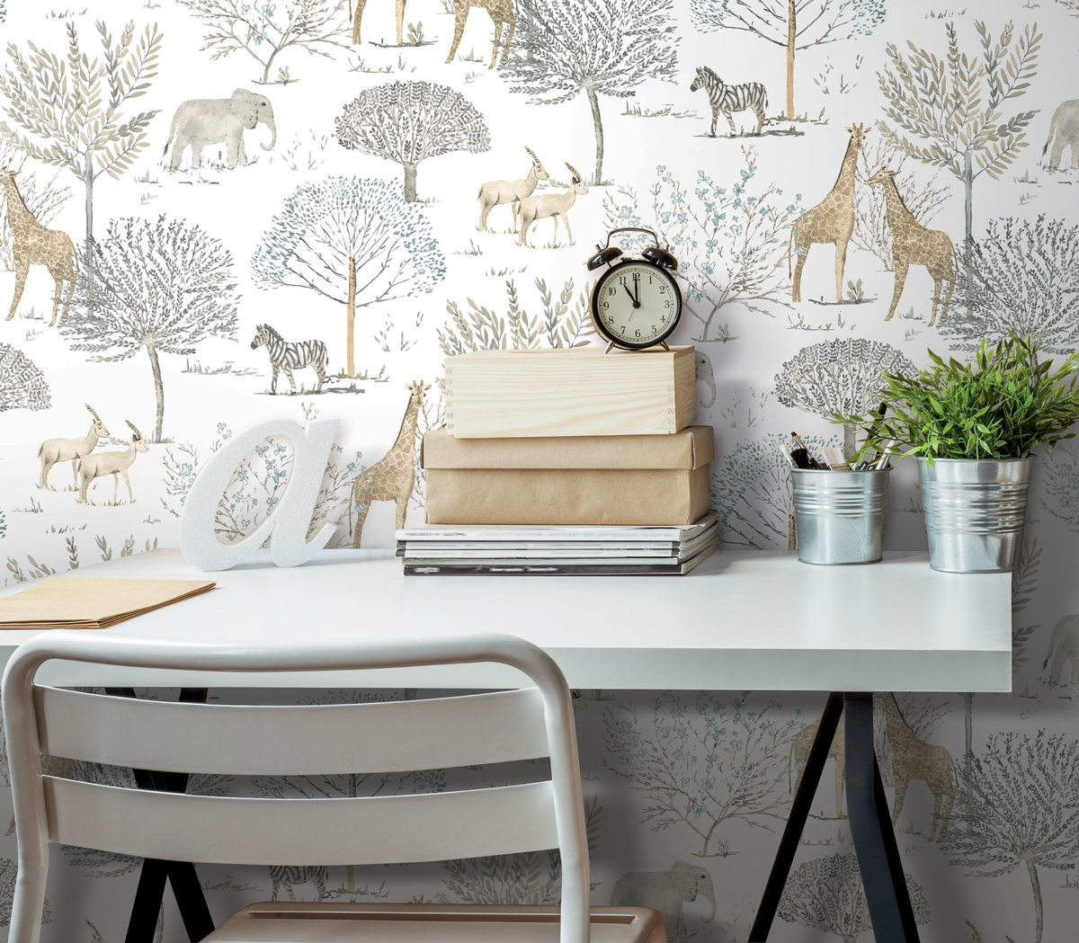 On the Savanna Neutral Peel & Stick Wallpaper, by York Wall, 20' length x 1'8.5" width x 0.02" depth View 3