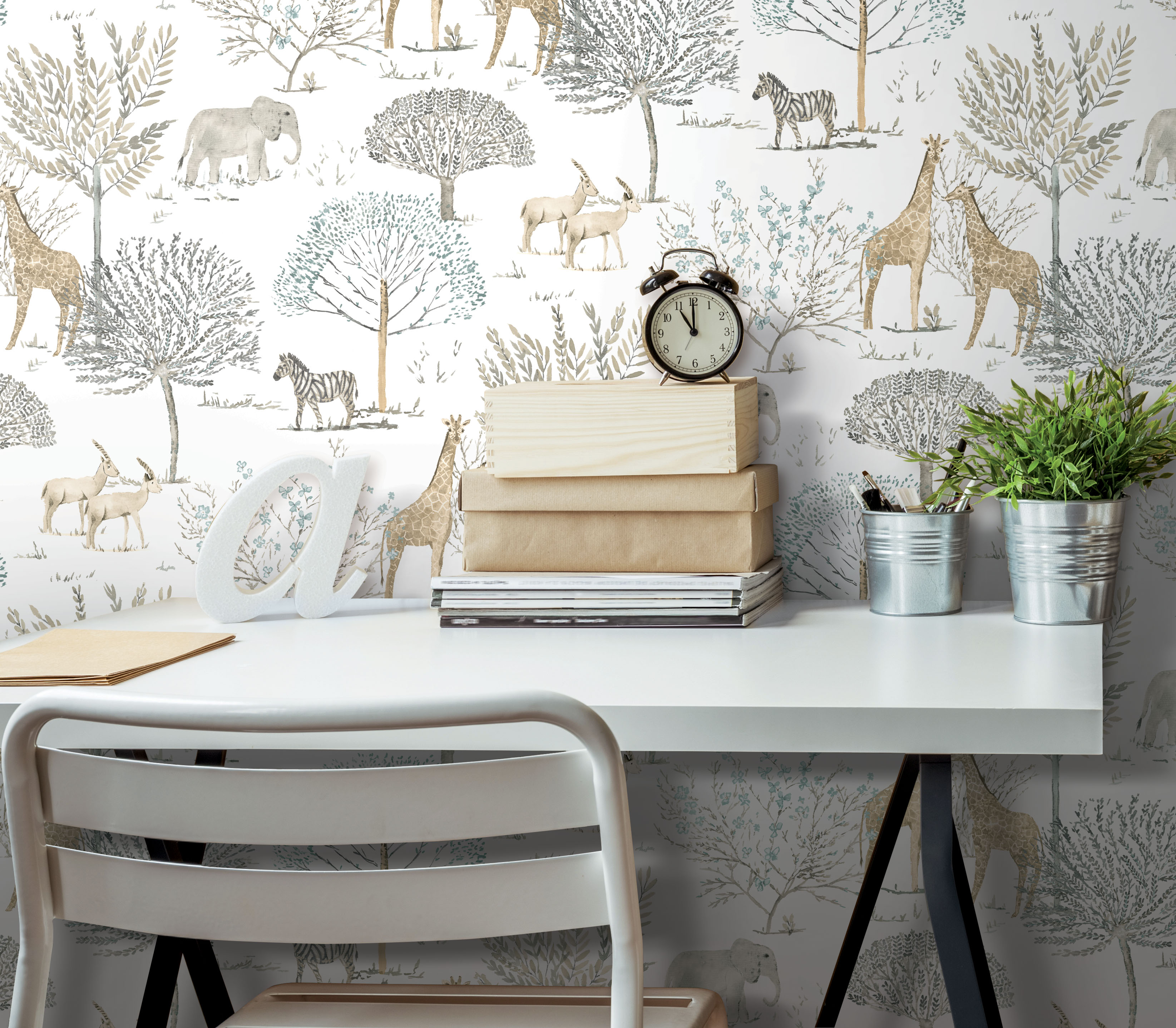 On the Savanna Neutral Peel & Stick Wallpaper large image 
