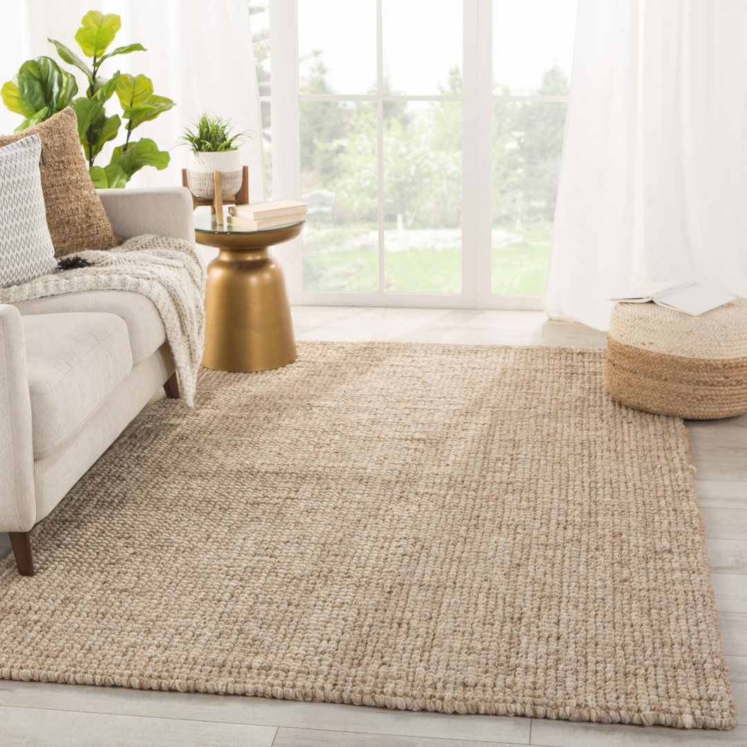 Oceana Natural Solid Light Gray/ Tan Area Rug large image 