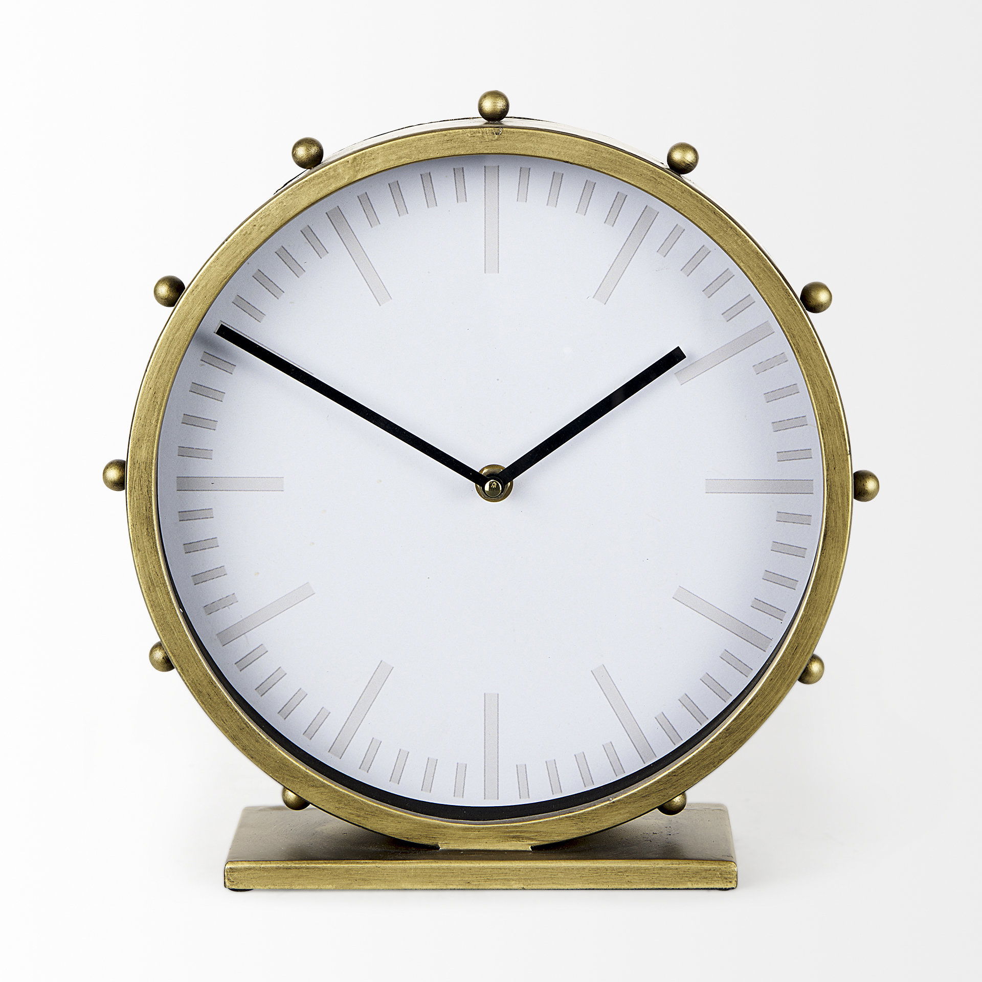 Marian  Gold Metal with Studs Round Table Clock large image 