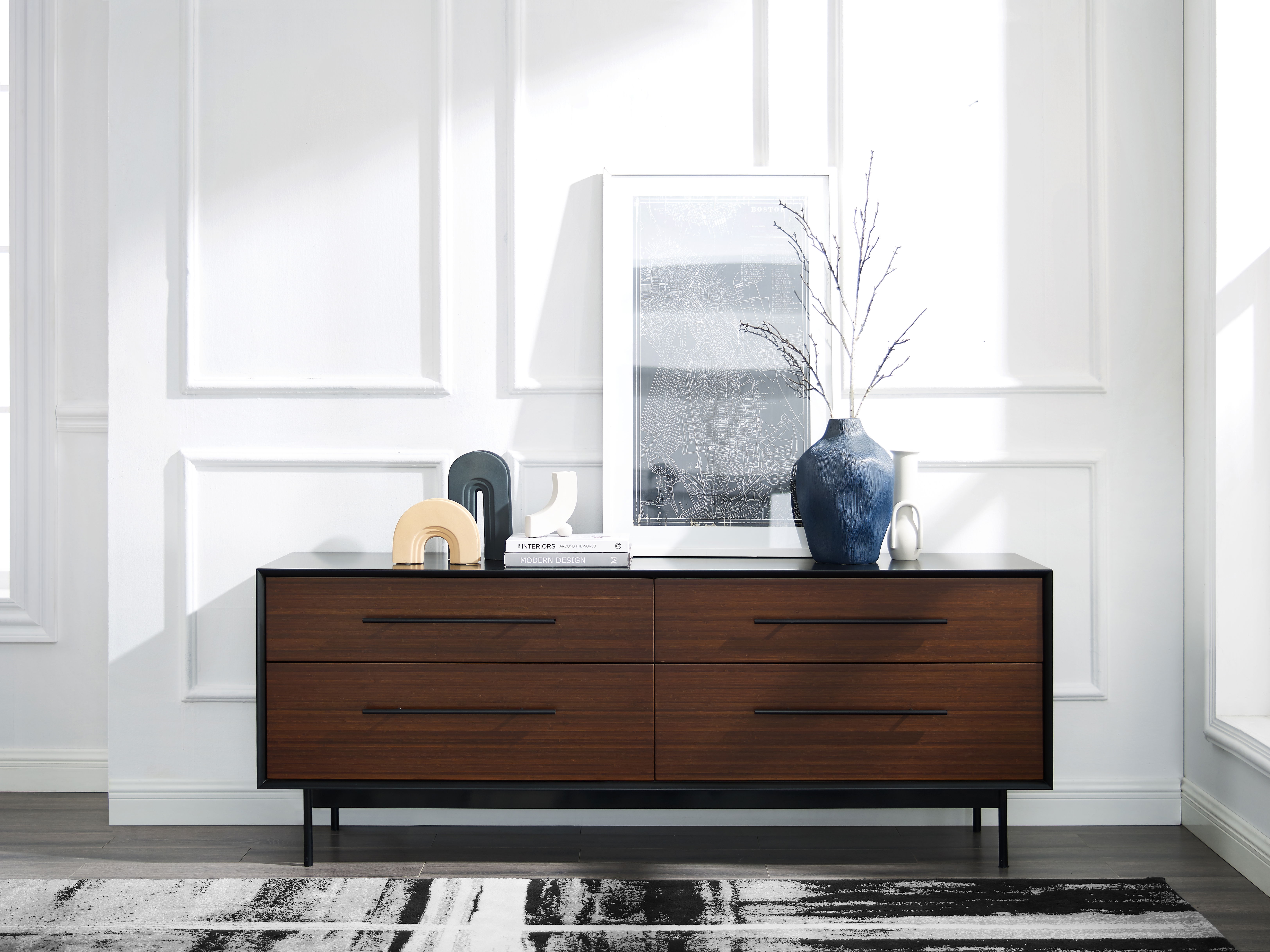 Park Avenue 4 Drawer Double Dresser, Ruby, by Greenington, 18" length x 73.5" width x 28" height View 6