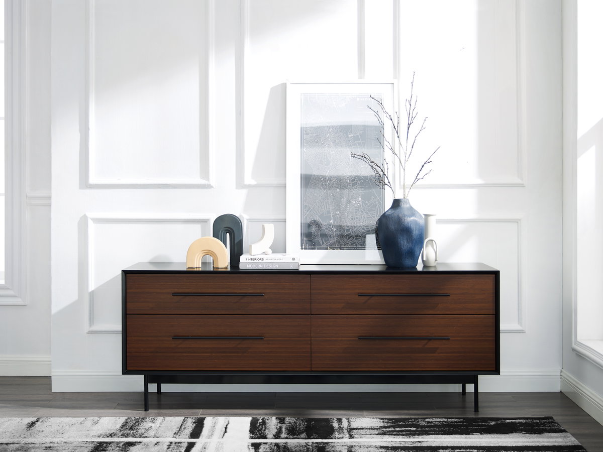 Park Avenue 4 Drawer Double Dresser, Ruby, by Greenington, 18" length x 73.5" width x 28" height View 6