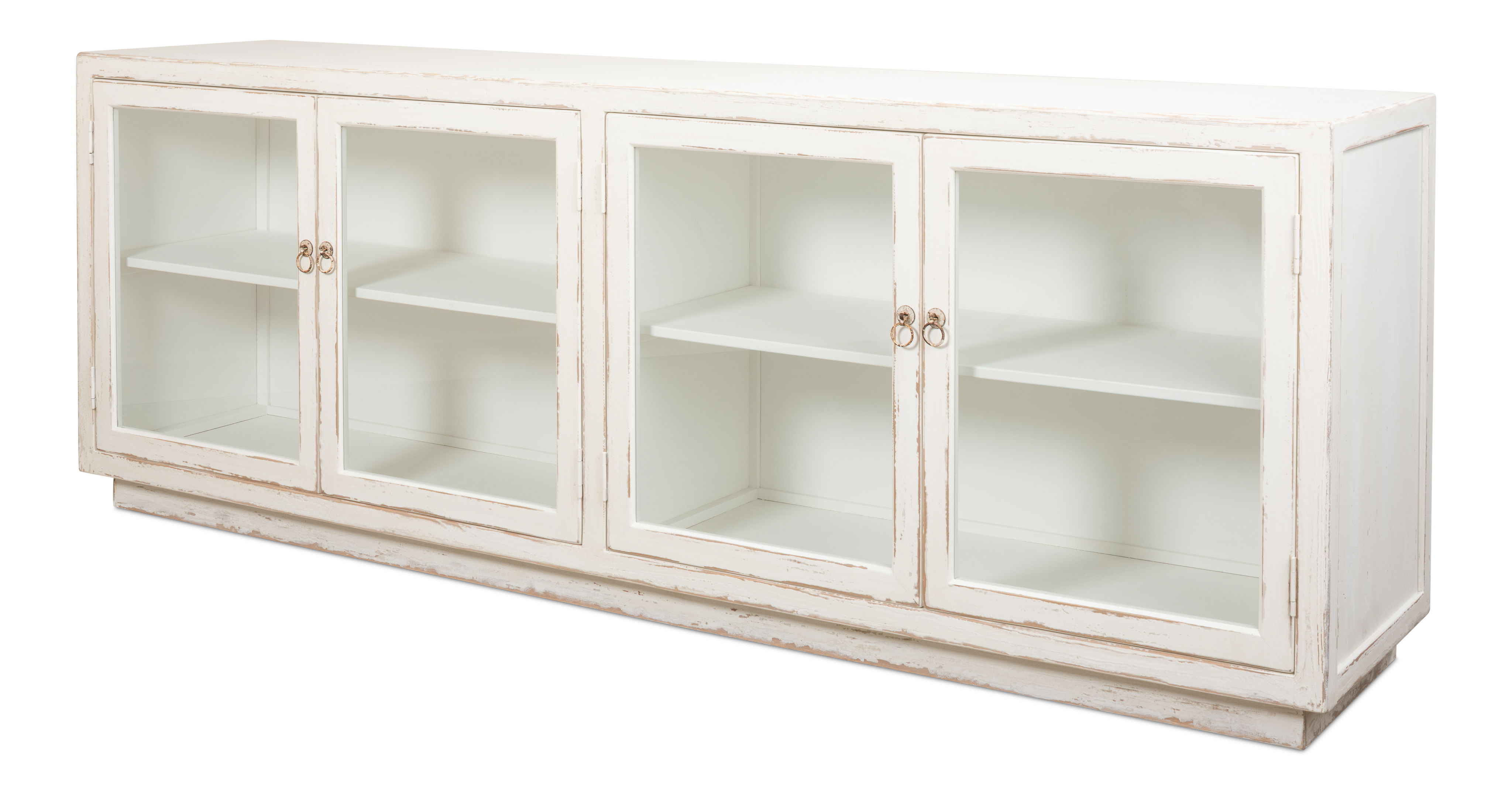 Connor Glass Front Sideboard, Cabinets & Sideboard by Sarreid, 94" length x 20" width x 34" height View 1