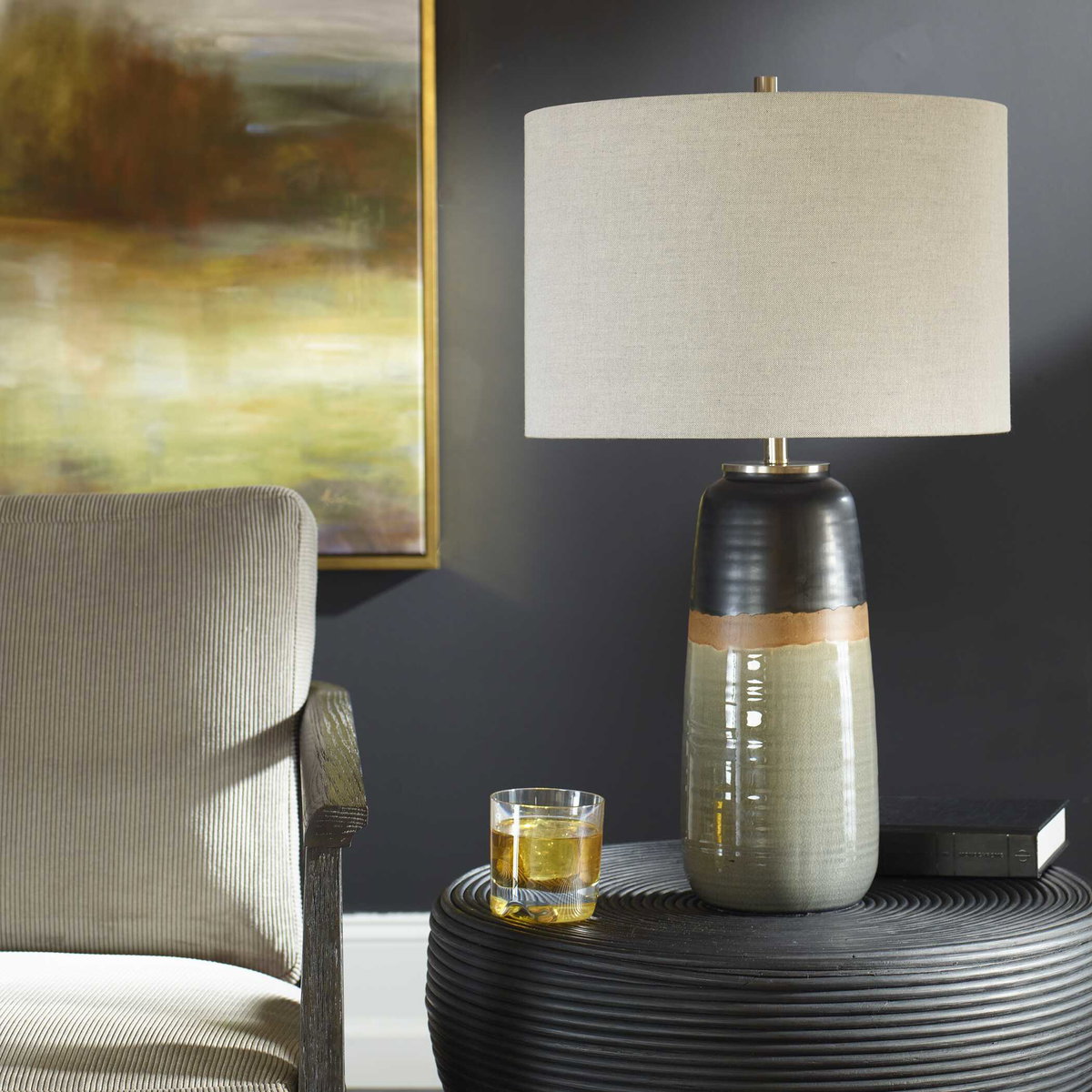 Coen Gray Table Lamp, by Uttermost, 15" width x 25.5" height x 15" depth View 2